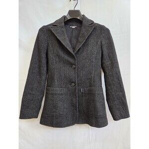 NICE CLAUP Wool Blend Herringbone Blazer Jacket Grey Women's Size 85-94-160 S/M